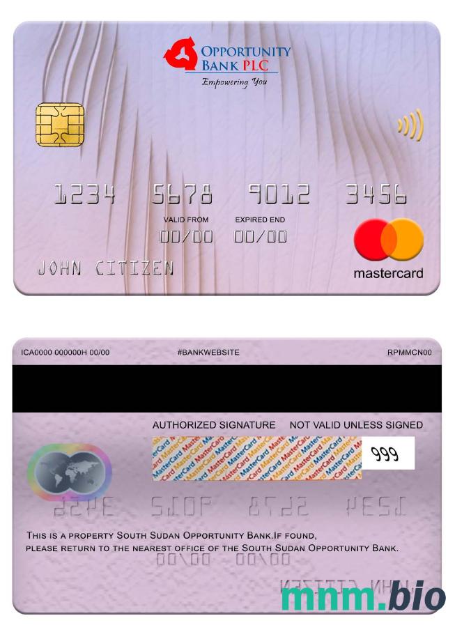 South Sudan Opportunity Bank przykład karty mastercard w formacie PSD